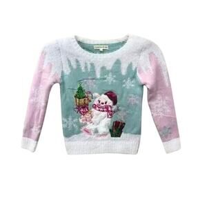 Margaux & Lexi Fuzzy Holiday Sweater Long Sleeve Crew Neck Multicolor Girls L/6